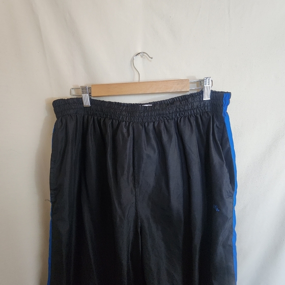 SPALDING Black Blue Side striped Drawstring Sport Windbreaker Sweat Pants XL - Picture 2 of 8
